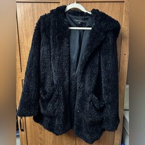 Kenneth Cole New York Plush Black Teddy Jacket